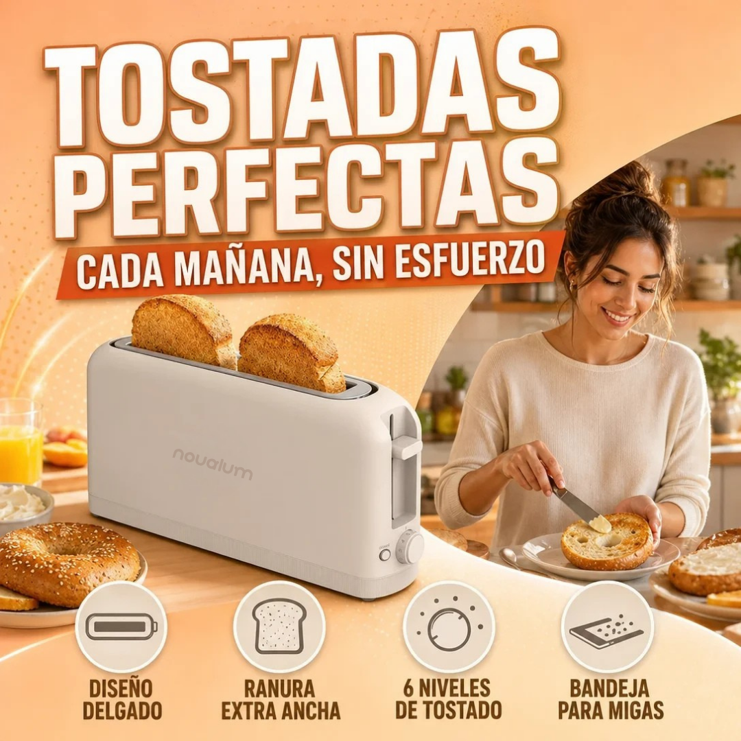 TOSTADORA ULTRADELGADA NOVALUM PARA 2 REBANADAS DE PAN