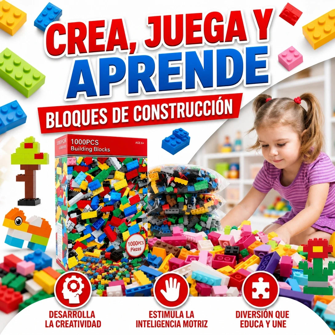 BLOQUES DE CONSTRUCCIÓN PARA NIÑOS Y NIÑAS 1000 PIEZAS