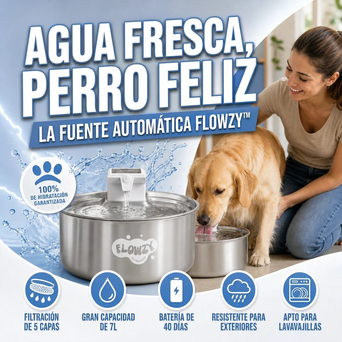 FUENTE DE AGUA FLOWZY HIDRATACIÓN SIEMPRE FRESCA PARA TU PERRITO