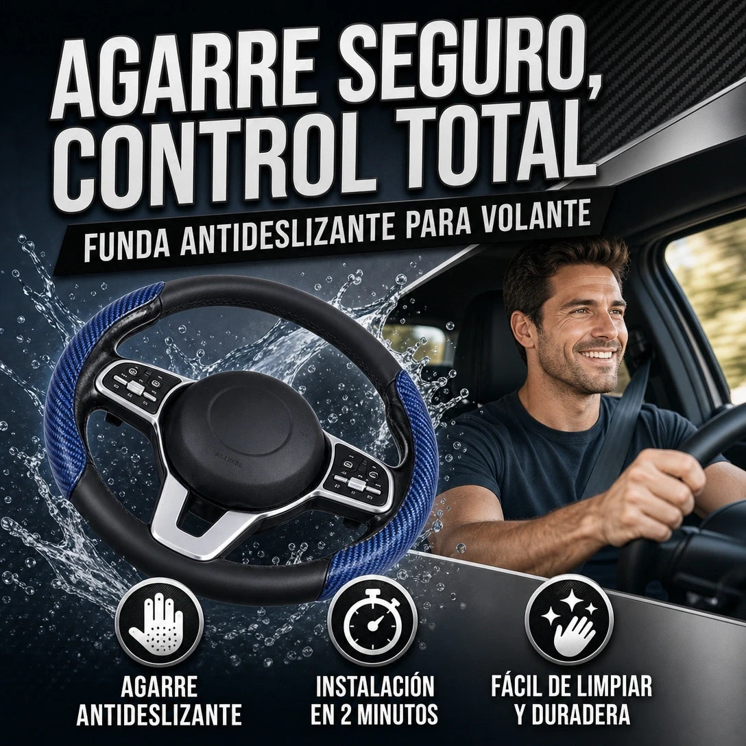 FUNDA PARA VOLANTE DE CARRO ANTIDESLIZANTE SEGURIDAD Y CONFORT