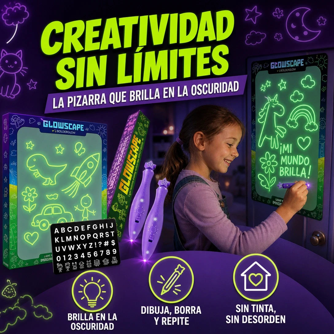 GLOWSCAPE KIT DE DIBUJO LUMINOSO UNA PIZARRA SUPER DIVERTIDA
