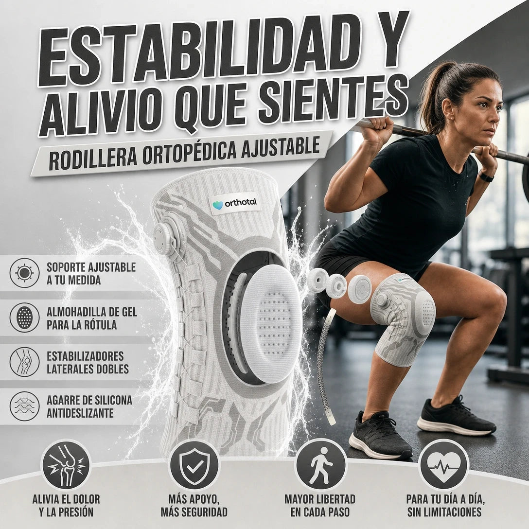 RODILLERA ORTOPEDICA CON SOPORTE AJUSTABLE ESTABILIDAD Y ALIVIO