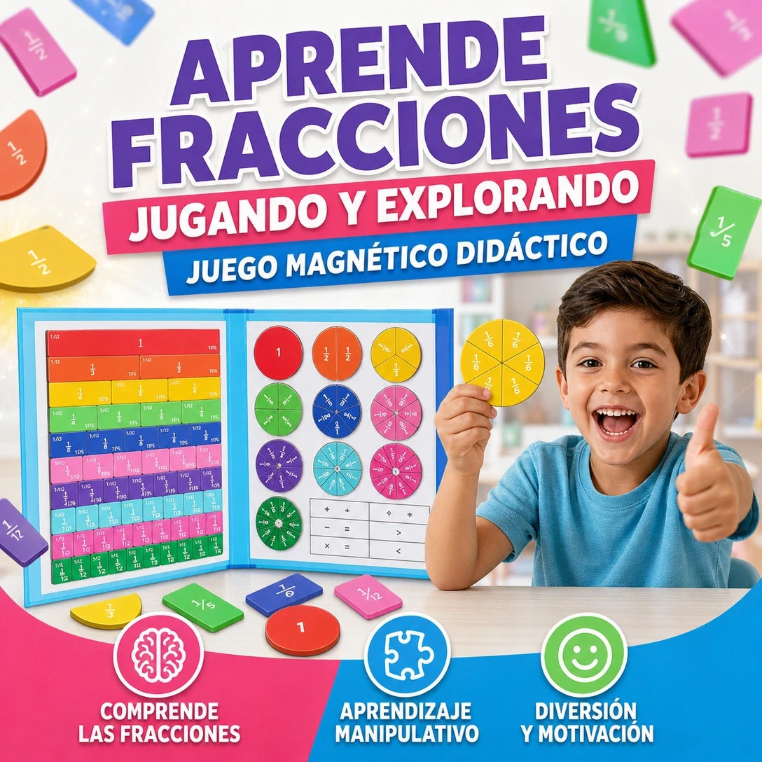 JUEGO DIDÁCTICO MONTESSORI PARA APRENDER FRACCIONES MATEMÁTICAS