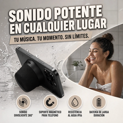 ALTAVOZ MAGNÉTICO PORTÁTIL RESISTENTE AL AGUA CON SONIDO ENVOLVENTE
