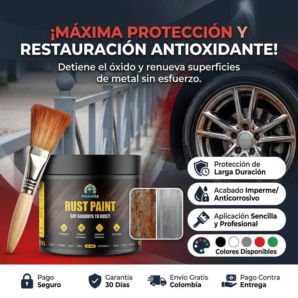 RHINOFIX PINTURA ANTICORROSIÓN ELIMINA EL OXIDO Y RESTAURA METALES