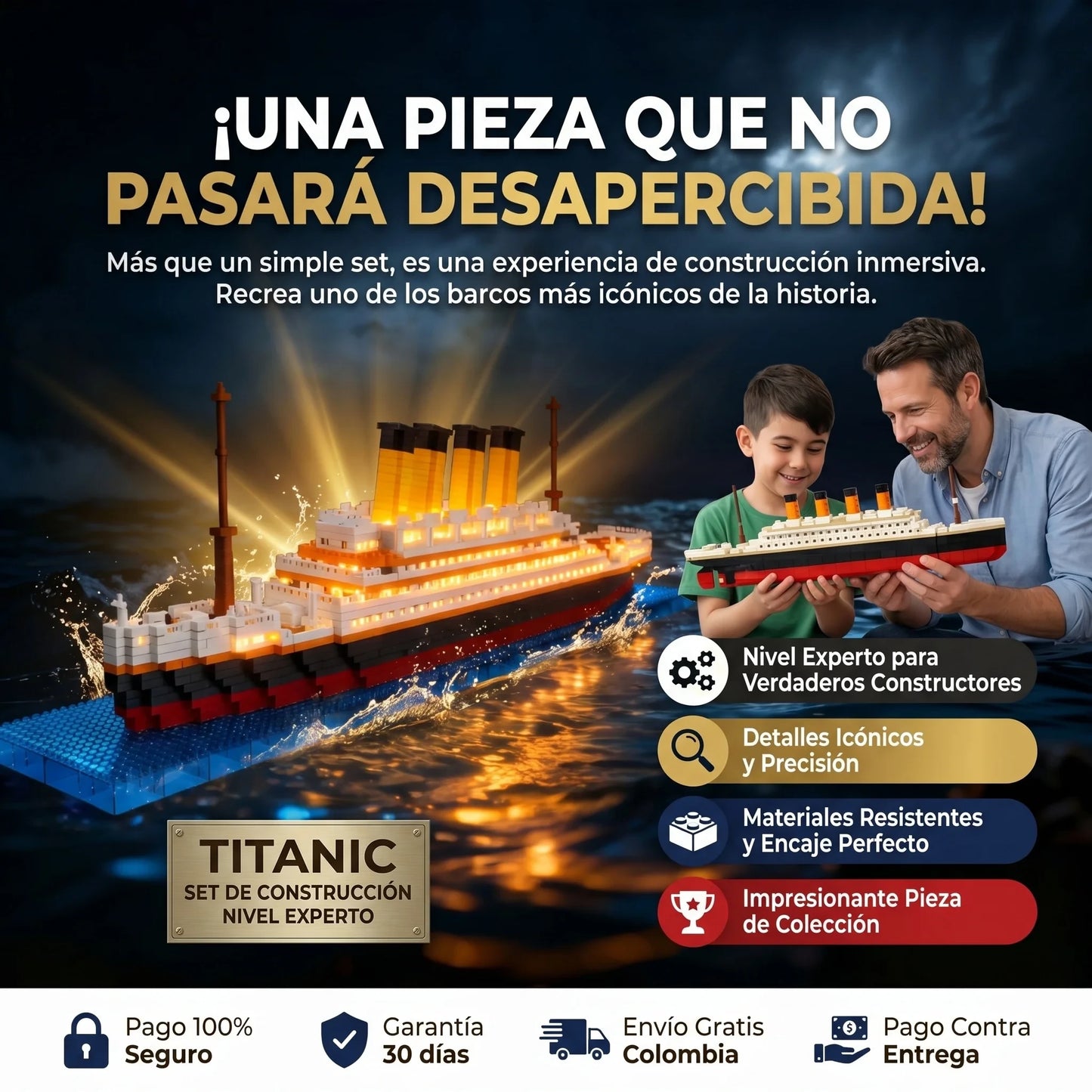 LEGO DE TITANIC A GRAN ESCALA CON LUCES LED