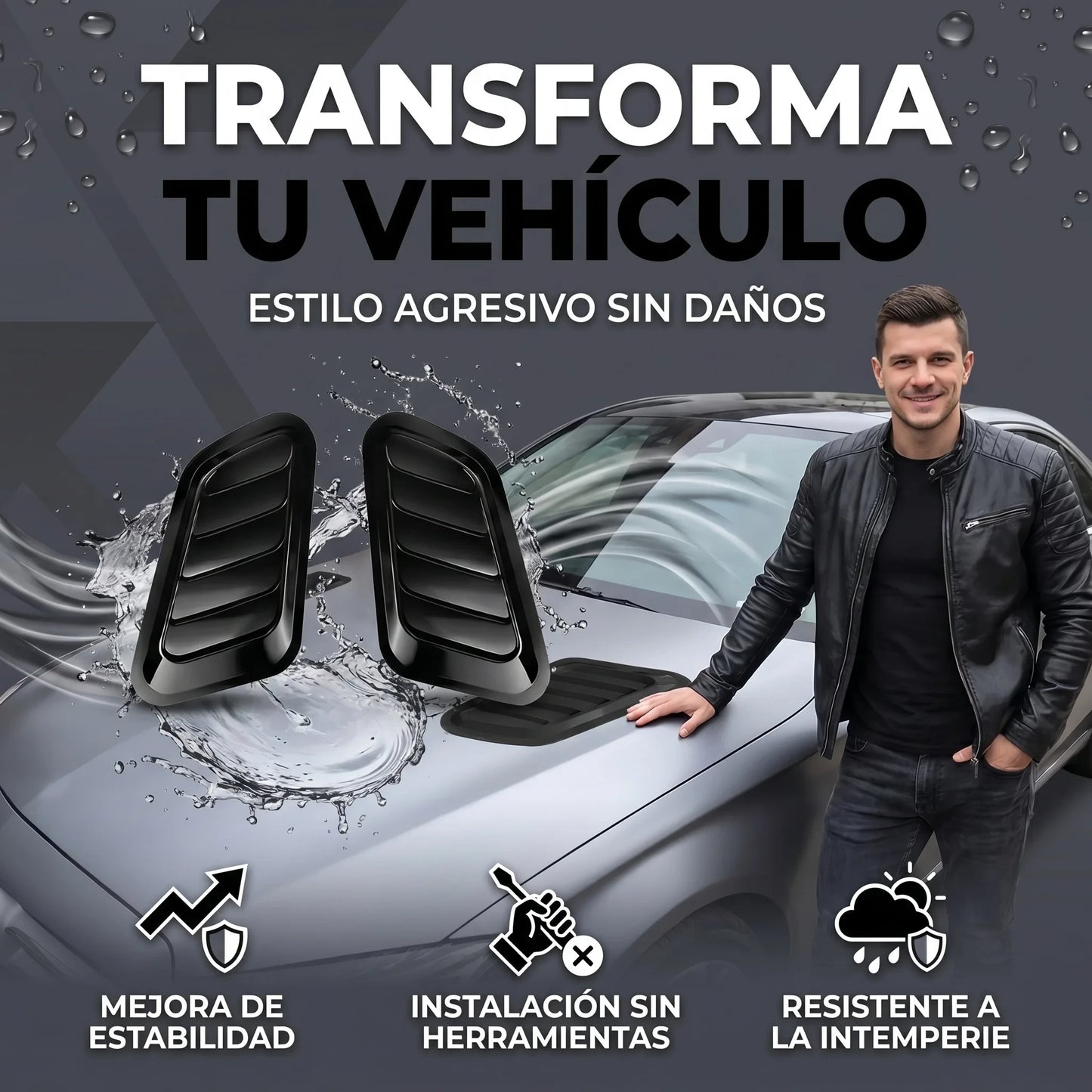 REJILLAS DE VENTILACIÓN UNIVERSAL PARA AUTO ESTILO DEPORTIVO