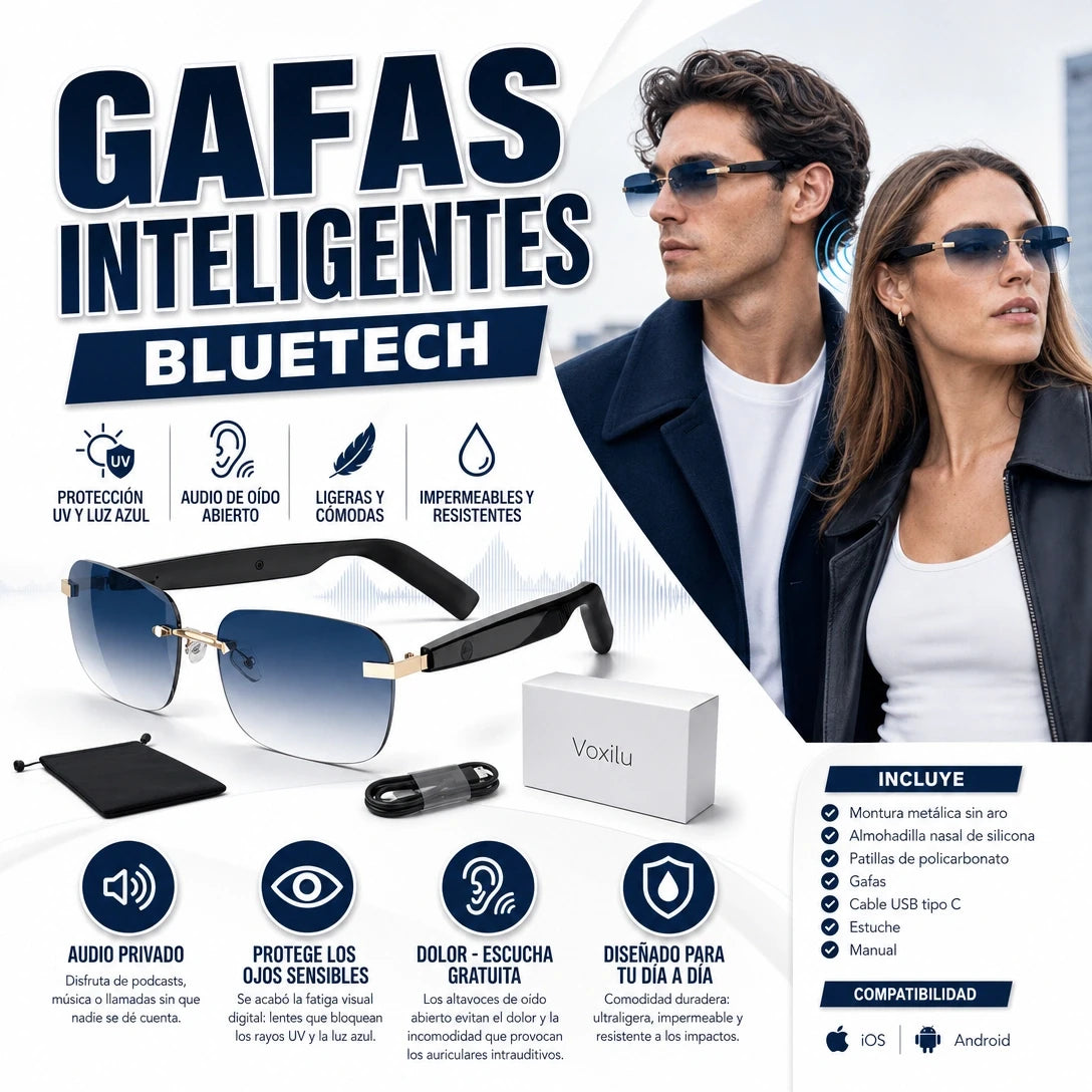 GAFAS INTELIGENTES BLUETECH AUDIO DE MÁXIMA CALIDAD Y PROTECCIÓN UV