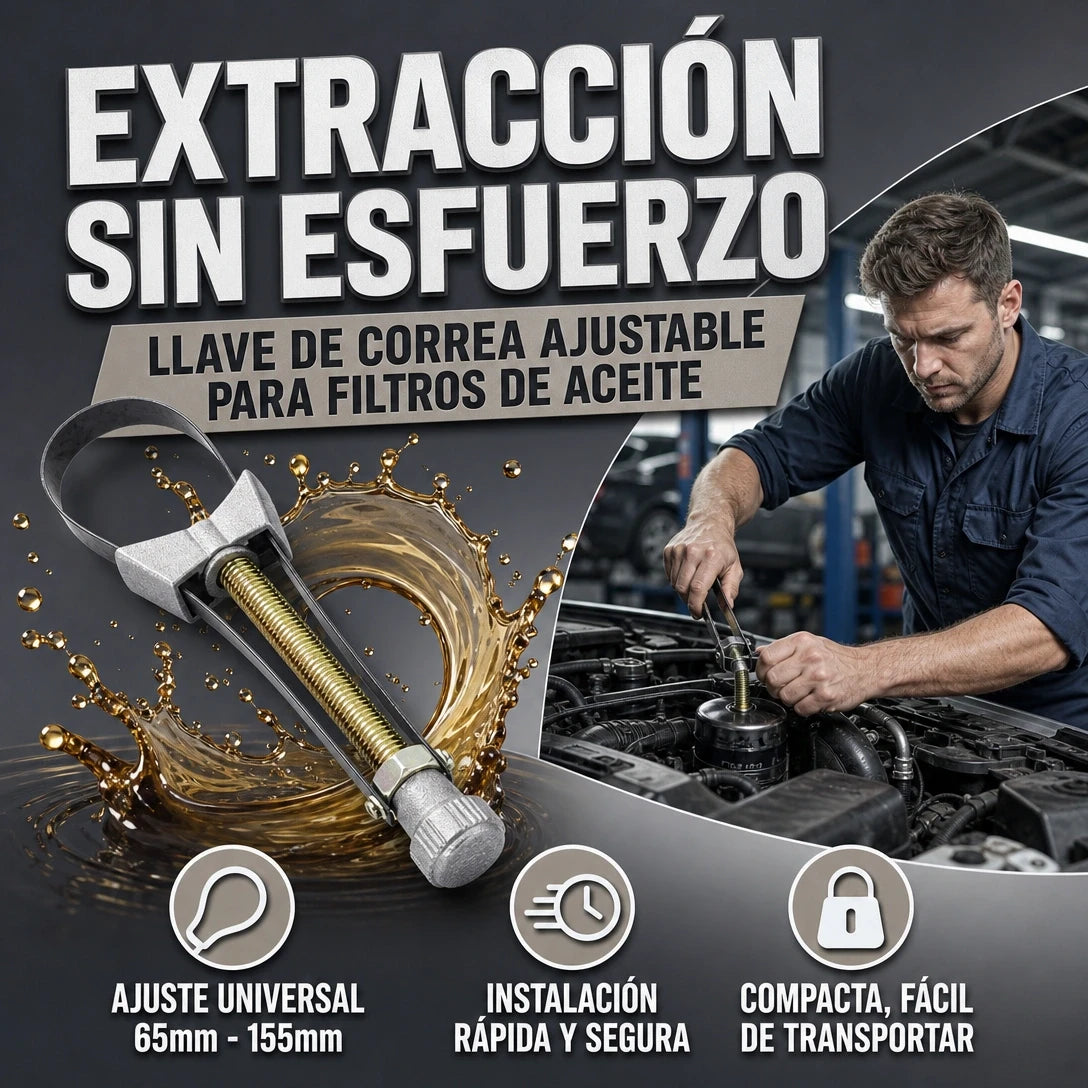 HERRAMIENTA DE LLAVE DE CORREA PARA EXTRACCIÓN DE FILTROS DE ACEITE