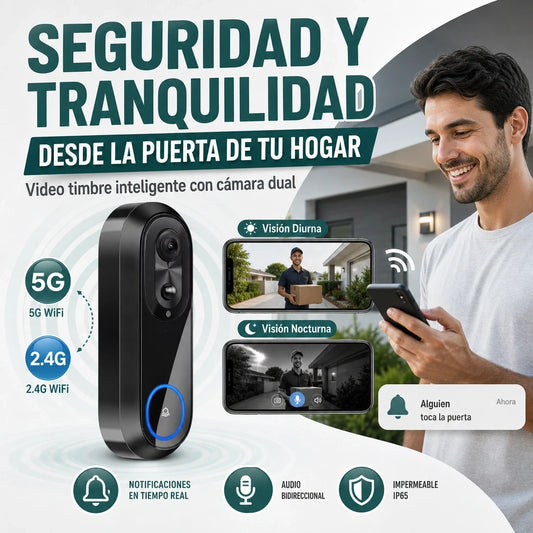 SMART HOME TIMBRE INTELIGENTE CON CÁMARA Y WIFI SEGURIDAD PARA TU HOGAR
