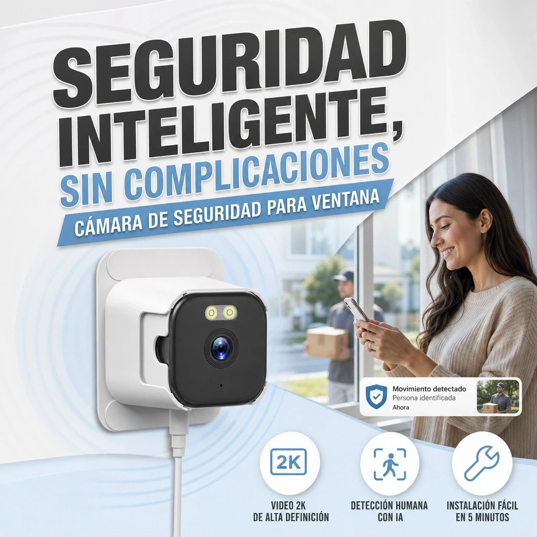 CÁMARA DE SEGURIDADD INALÁMBRICA WIFI PARA VENTANA FÁCIL INSTALACIÓN