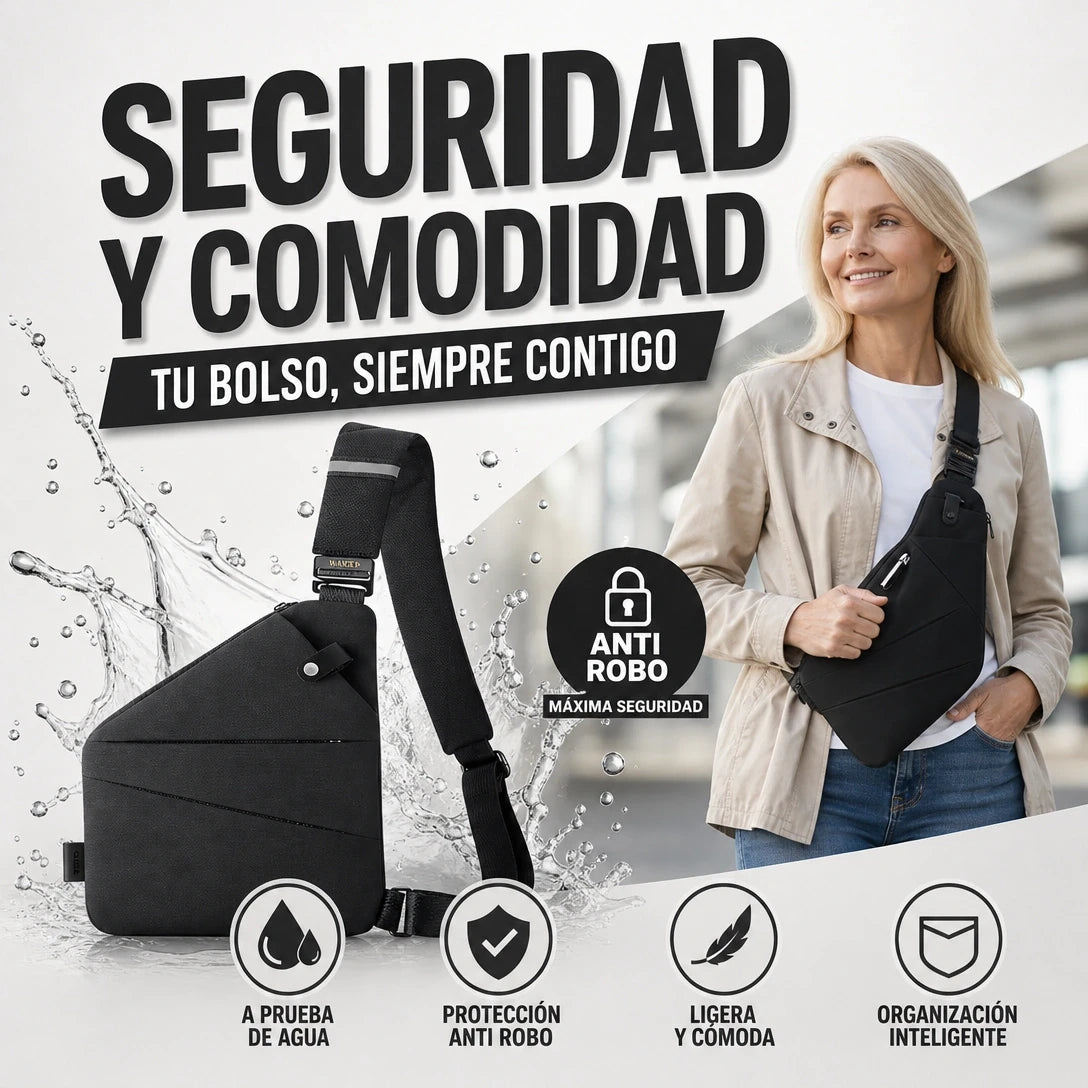 BANDOLERA ANTIRROBO A PRUEBA DE AGUA COMPACTO PERFECTO PARA VIAJES
