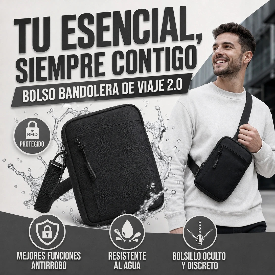 BOLSO BANDOLERA DE VIAJE 2.0 TUS ESENCIALES SIEMPRE A MANO CON SEGURIDAD