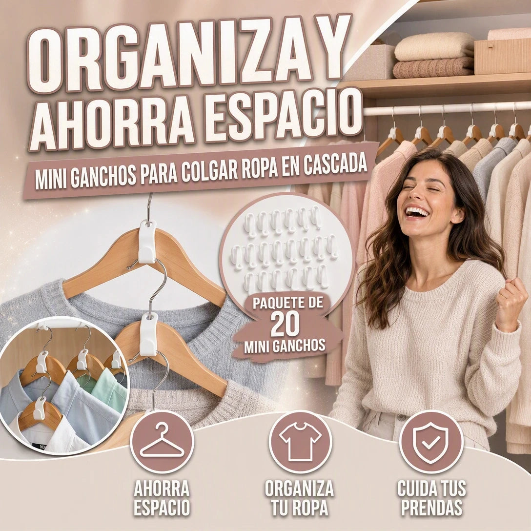MINI GANCHOS PARA COLGAR ROPA EN CASCADA OPTIMIZA EL ESPACIO DE TU CLOSET