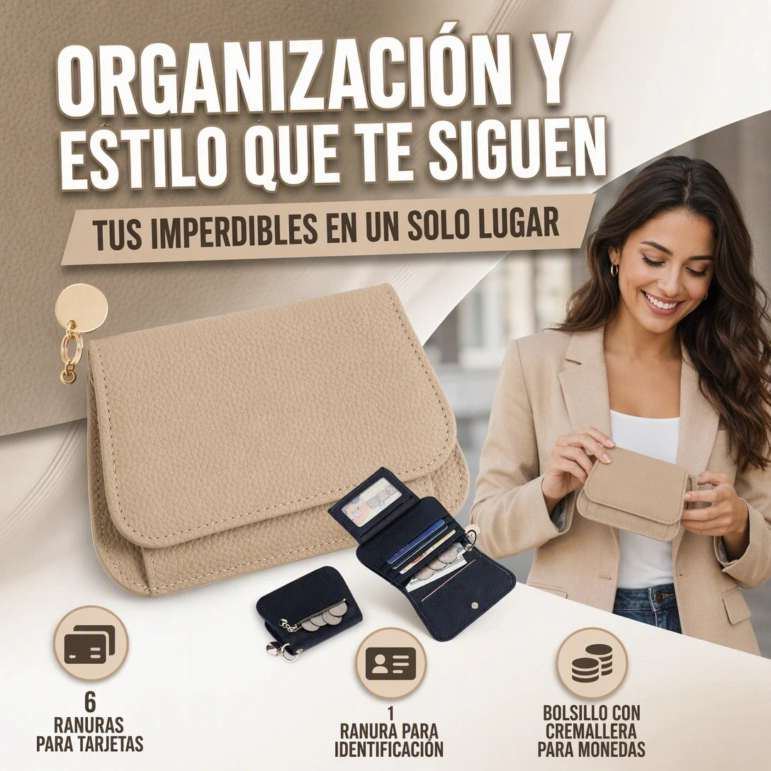CARTERA Y LLAVERO UNISEX DE CUERO TUS IMPERDIBLES EN UN SOLO LUGAR