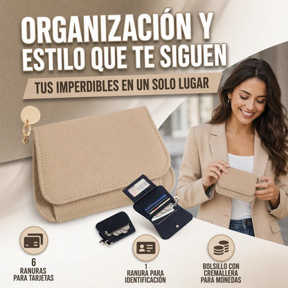 CARTERA Y LLAVERO UNISEX DE CUERO TUS IMPERDIBLES EN UN SOLO LUGAR