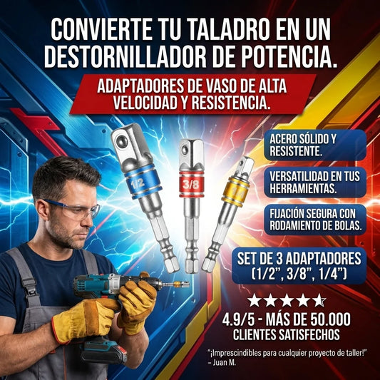 JUEGO DE 3 ADAPTADORES PARA TALADRO, CONVIERTELO EN DESTORNILLADOR